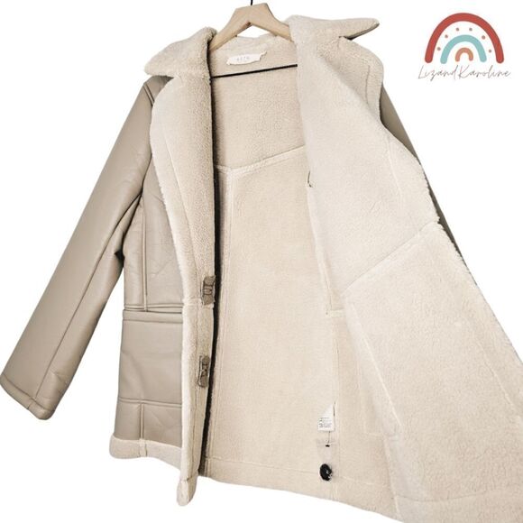 New! ASTR The Label Francine Faux Leather Shearling Winter Jacket Coat - Picture 9 of 14